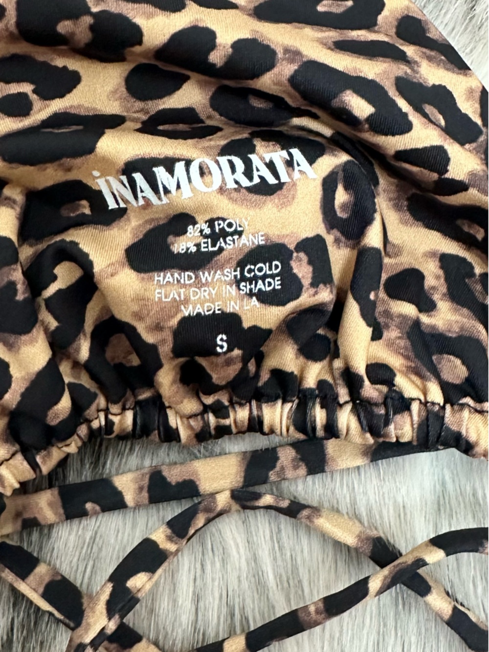 Inamorata Las Olas bikini wrap Top in Leopard sz small S - Picture 4 of 5